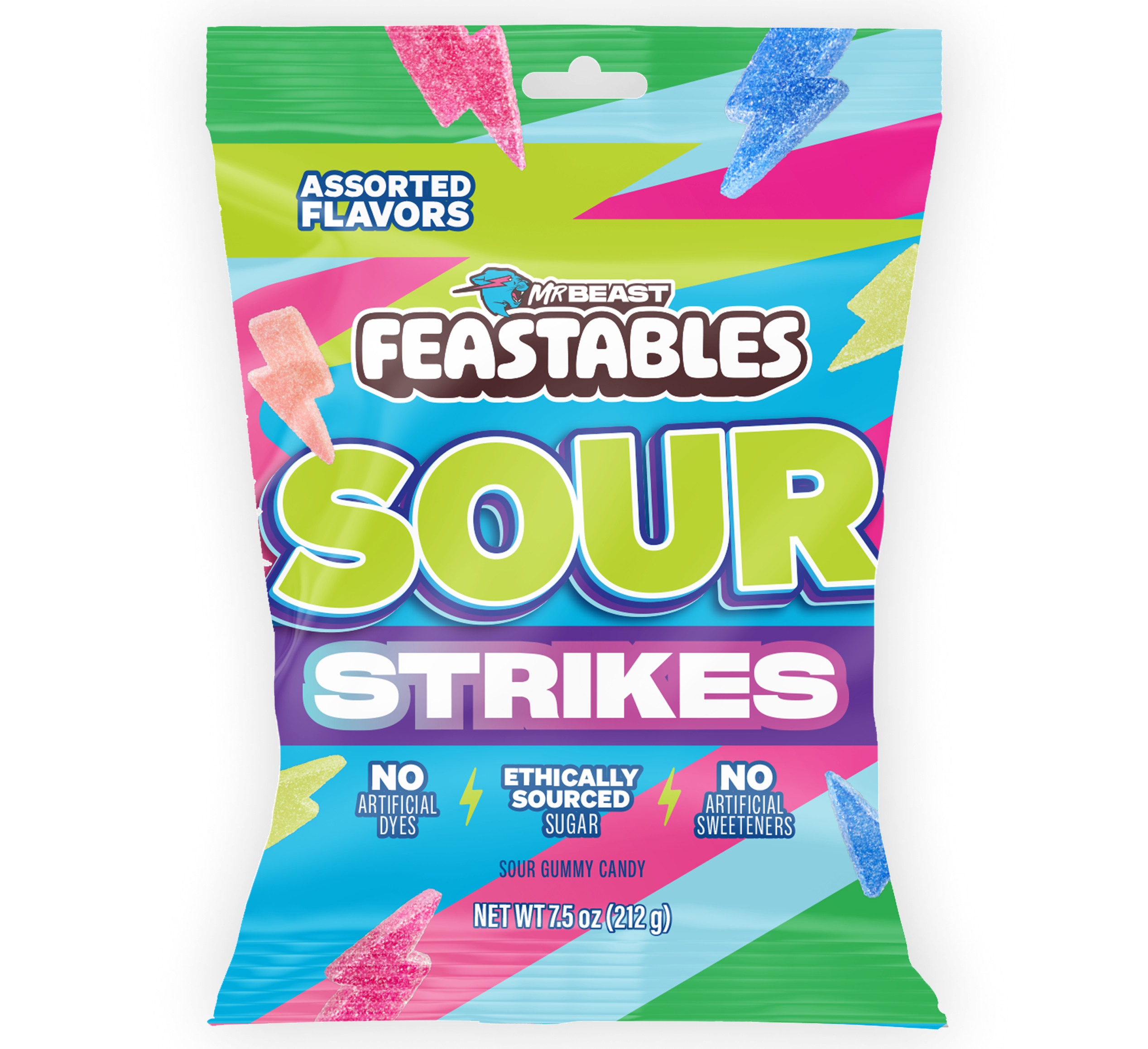 Assorted Flavors Sour Strikes 7.5oz Bag - USGM1007-9X hidden