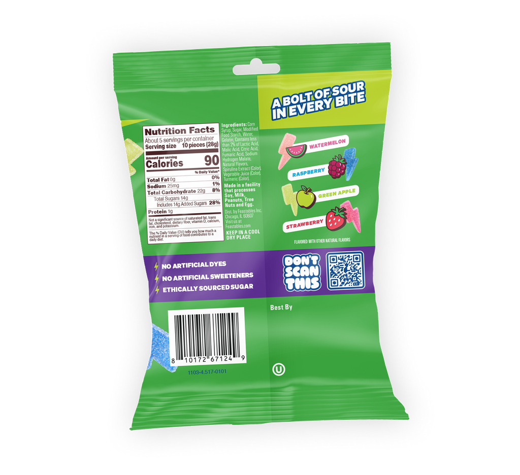 Assorted Flavors Sour Strikes 4.5oz Bag - USGM2009-12X