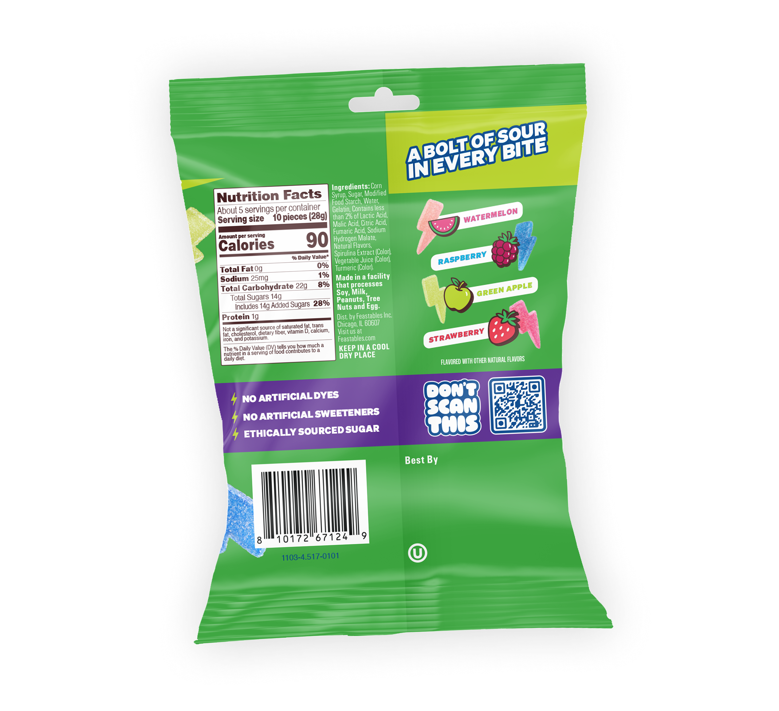 Assorted Flavors Sour Strikes 4.5oz Bag - USGM2009-12X