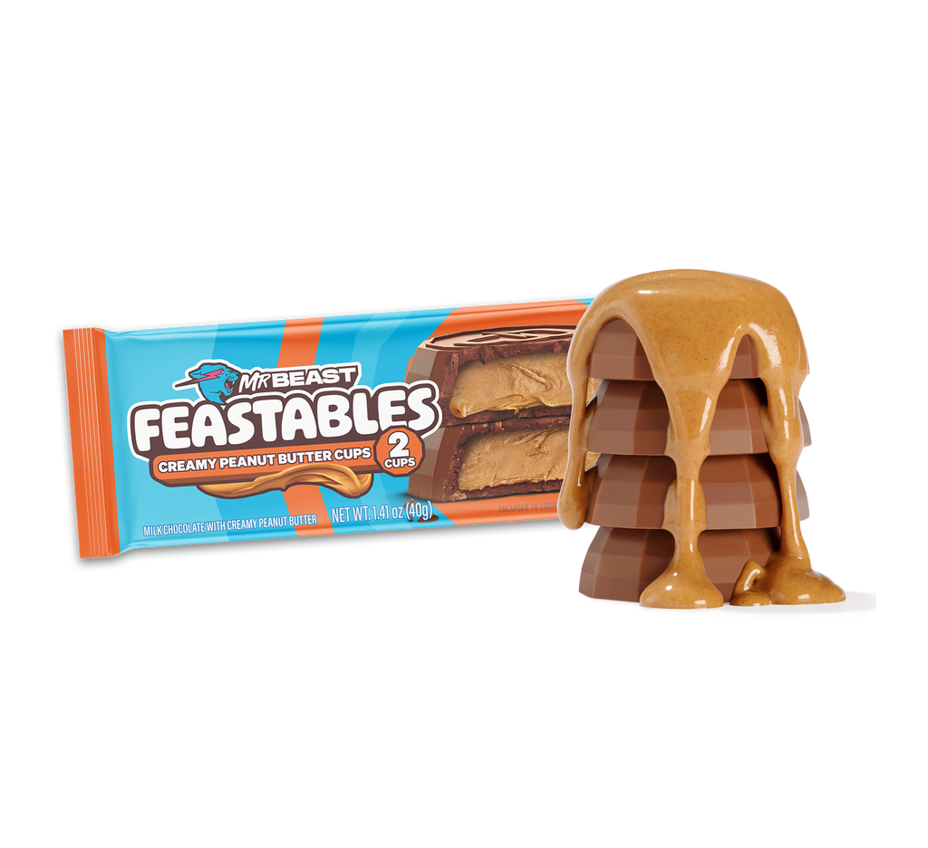 Creamy Peanut Butter Cups (2 cups) stacked up with peanut butter drizzle - USCP2307