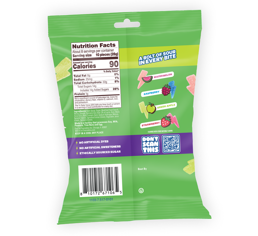 Assorted Flavors Sour Strikes 7.5oz Bag - USGM1007-9X