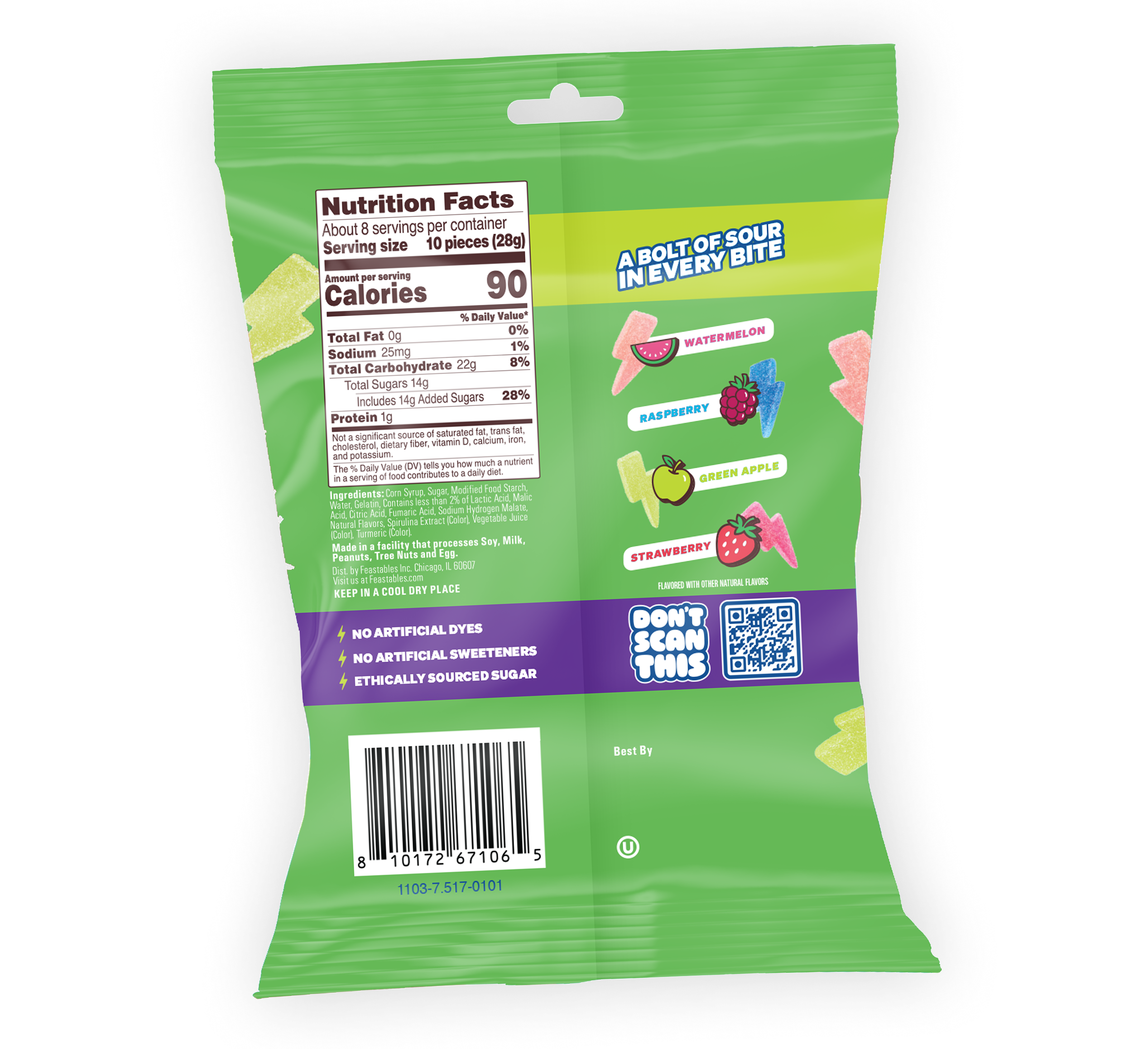 Assorted Flavors Sour Strikes 7.5oz Bag - USGM1007-9X